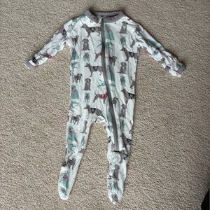KicKee Pants 0-3 Month Dog Print Zipper Footy PJ